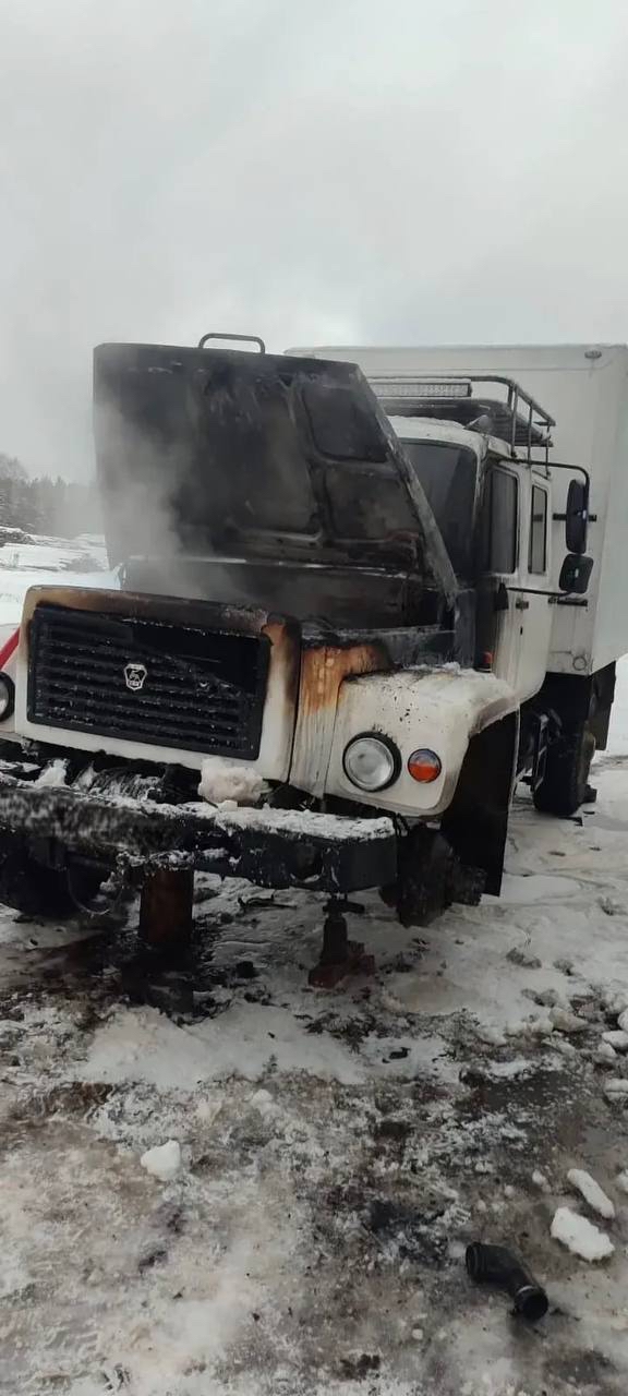 Грузовик загорелся в Медвежьегорском районе