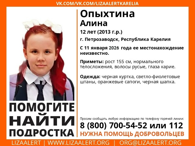 «ЛизаАлерт» просит помощи в поисках девочки из Петрозаводска
