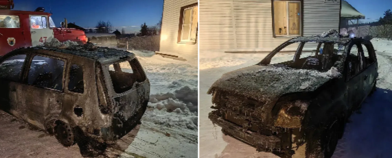 Автомобиль дотла сгорел в Бесовце