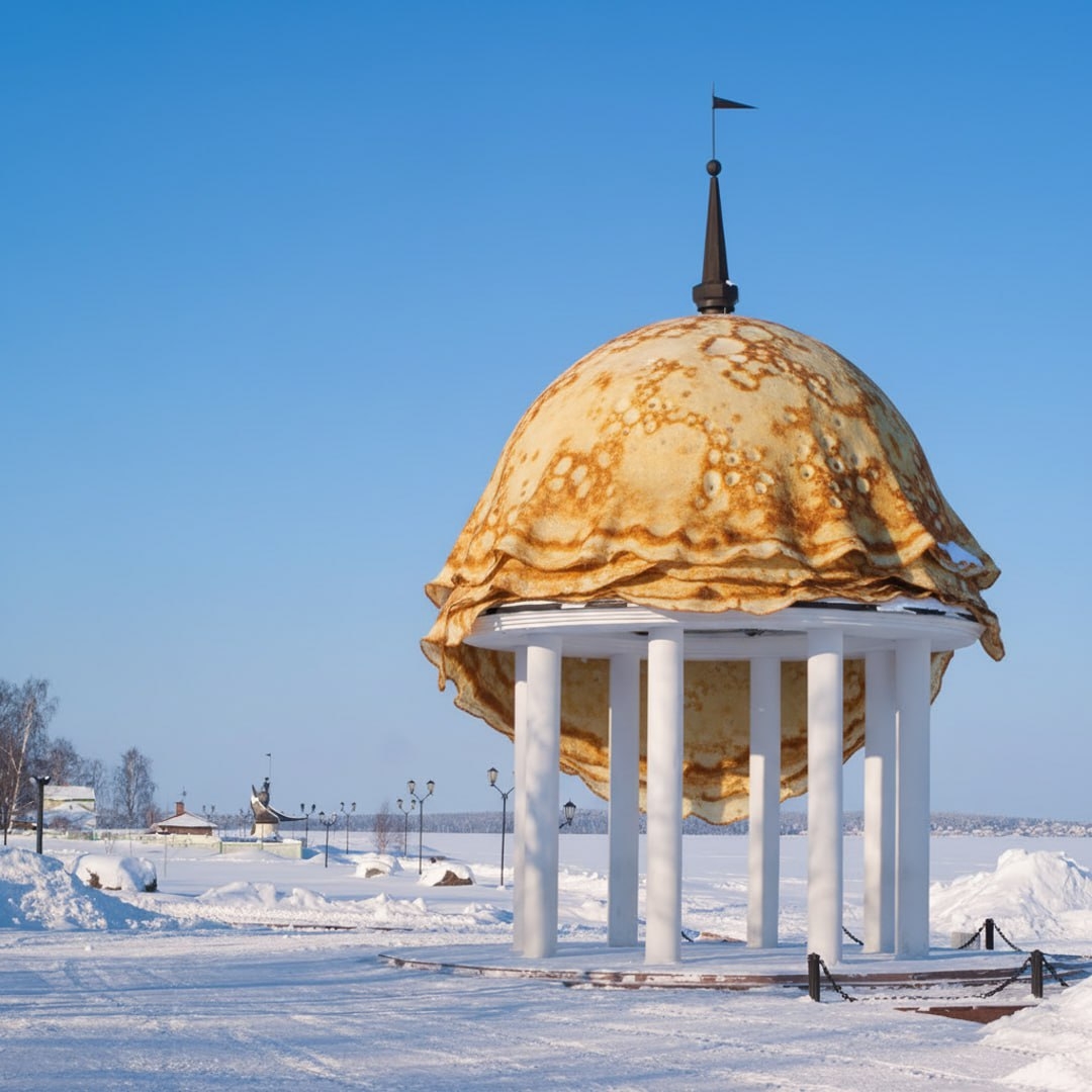 Исторический центр в Петрозаводске укутали в блины