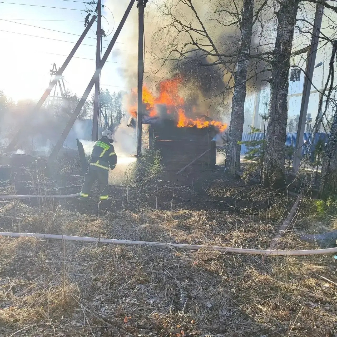 Гараж сгорел дотла в Суоярвском округе