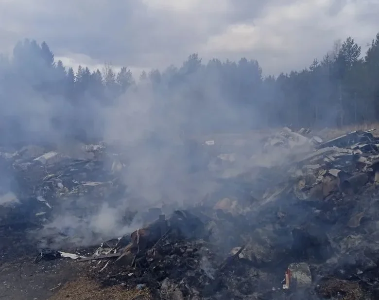 Незаконная мусорная свалка горела на площади 100 кв метров в Карелии