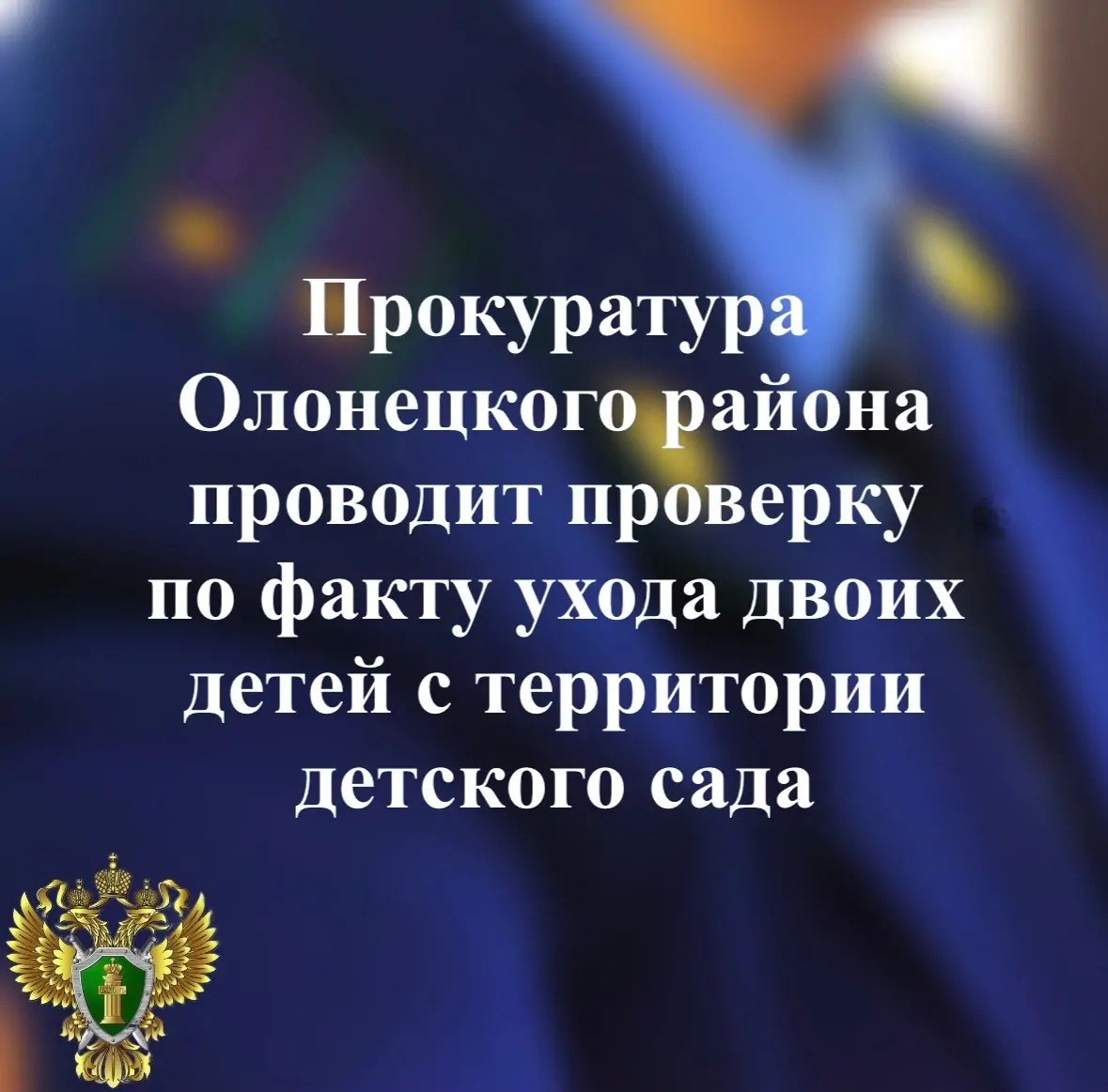 Прокуратура проверит детский сад в Олонце после самовольного ухода двух детей