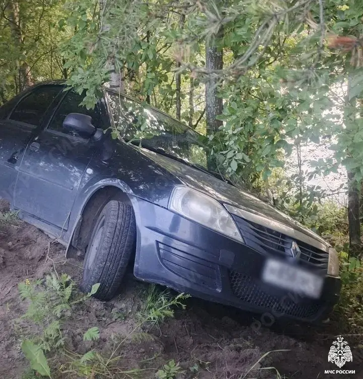 Автомобиль оказался на дереве после аварии в Карелии