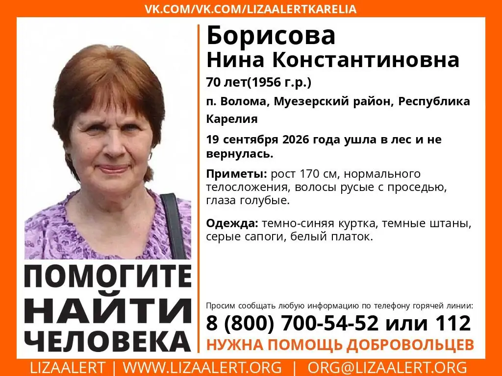Пожилая женщина пропала на севере Карелии