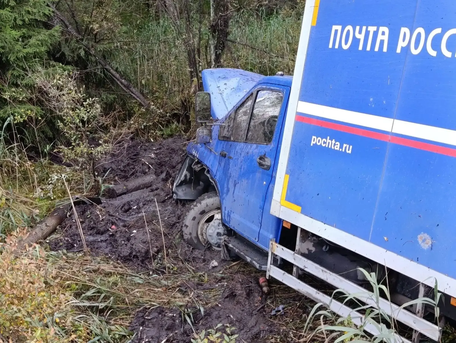Служебный автомобиль вылетел в кювет на западе Карелии