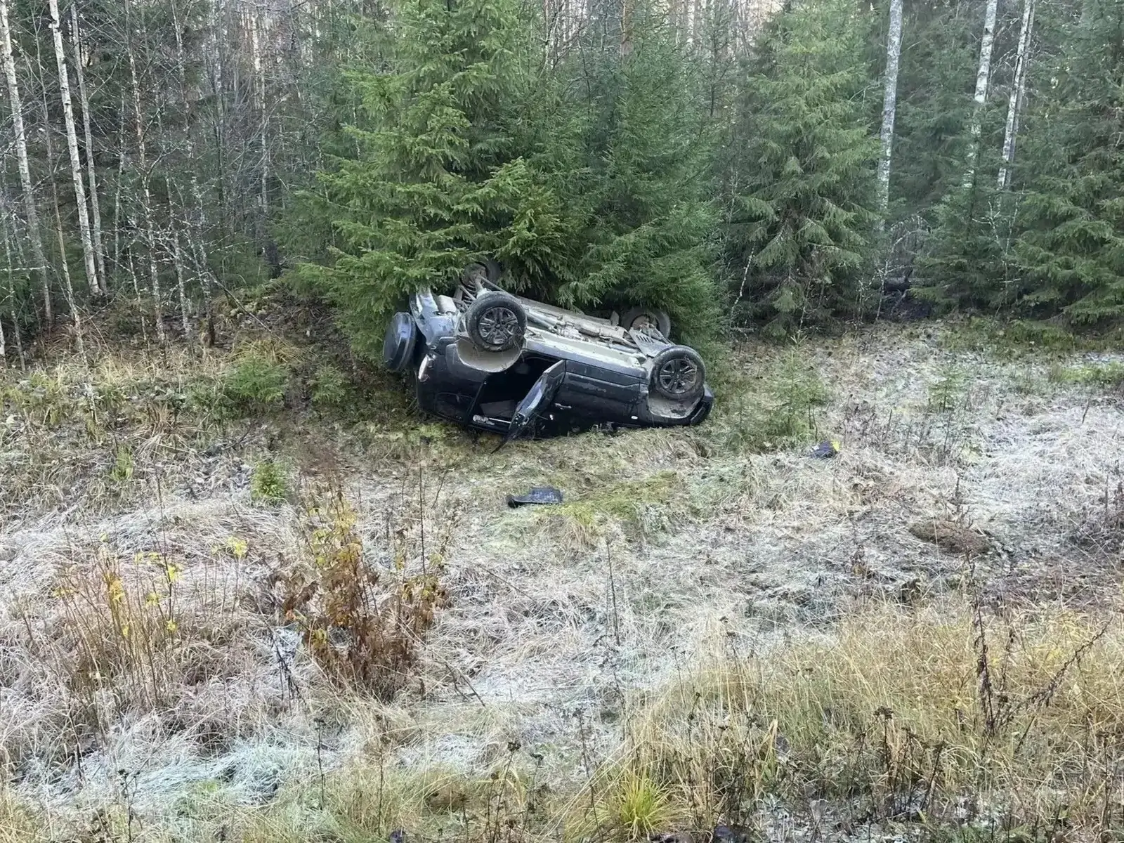 На трассе «Сортавала» в Карелии автомобиль вылетел в кювете