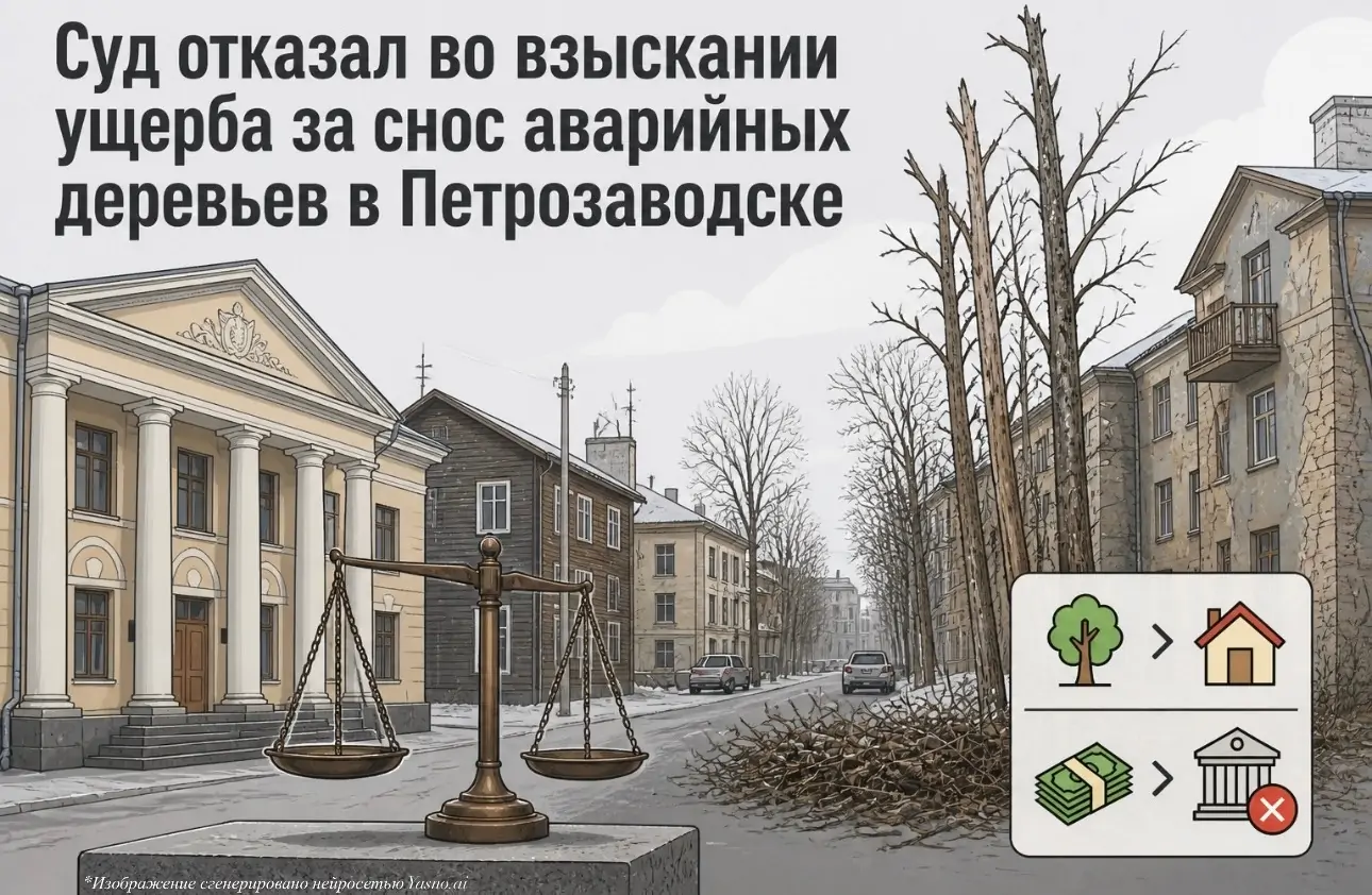 Суд отказал во взыскании ущерба за снос аварийных деревьев в Петрозаводске