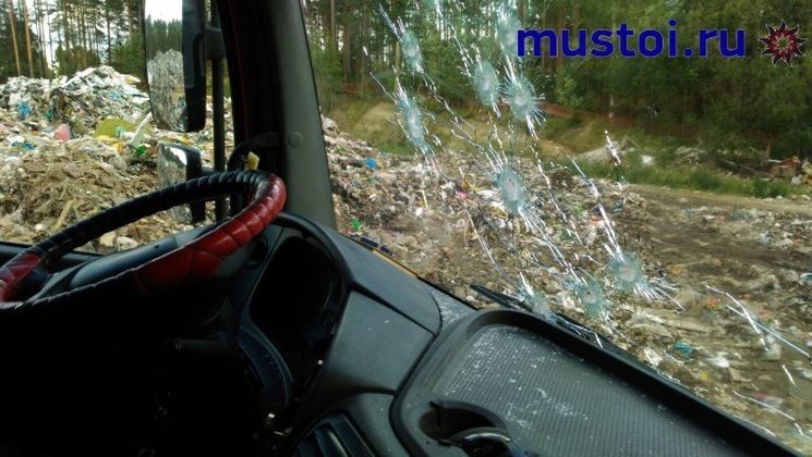 В Пряжинском районе неизвестные расстреляли мусоровоз около скандальной свалки