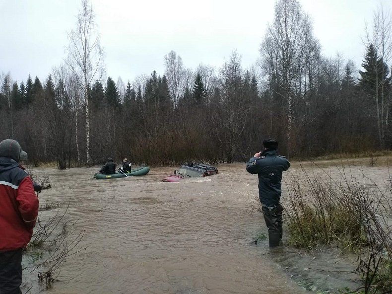 Карельские энергетики спасли водителя, который 5 часов просидел на крыше затонувшего автомобиля