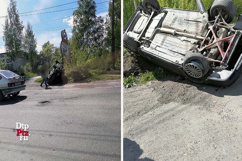 Легковой автомобиль опрокинулся в Петрозаводске
